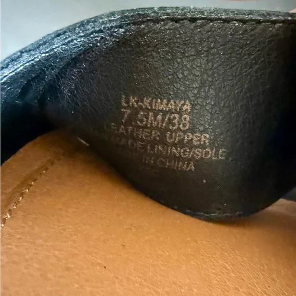 LUCKY BRAND Kimaya Black Leather Ankle-Strap Comfort Flat Open Toe Sandals 7.5 M - Picture 9 of 12